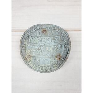 Vintage Brass Plate Early 1900s Original Great Western Electrochemical Co
